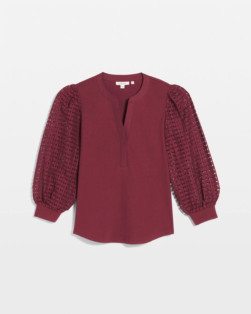 Split Neck Lace Sleeve Top | Chico's Split Neck Lace Sleeve Top | Chico's